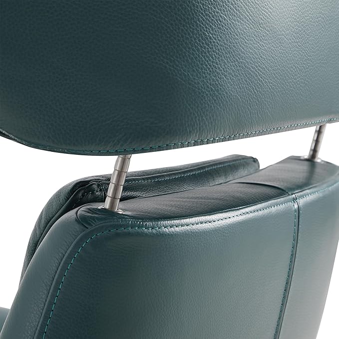 CHITA Genuine Leather Reclining Swivel Chair with Adjustable Headrest and Ottoman for Living Room, Teal