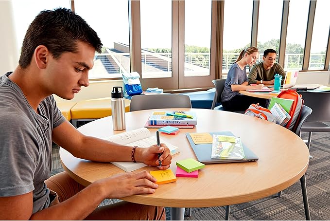 Post-it Super Sticky Notes, 3x3 in, 6 Pads, 2X The Sticking Power, Energy Boost Collection, Bright Colors (Orange, Pink, Blue, Green),Recyclable (654-6SSAU)