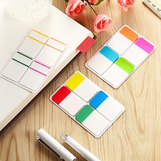 800 Pieces File Tabs Sticky Index Tabs, Writable and Repositionable Filing Tabs Flags for Pages or Book Markers, Reading Notes, Classify Files, 40 Sets (12 Colors, 1 Inch)