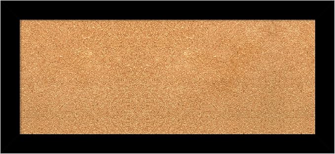 Amanti Art Natural Cork Board for Wall, 15x33 Vision Board with Black Wood Frame, Medium Corkboard Office Decor for Home Organization, Modern Contemporary Corkboard Pinboard to display items for home