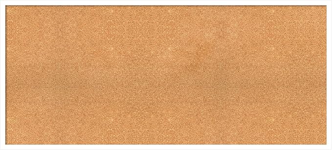 Amanti Art Natural Cork Board for Wall, 23x51 Vision Board with White Frame, Oversize Corkboard Office Decor for Home Organization, Modern Corkboard Pinboard to Display Items for Home Organization in