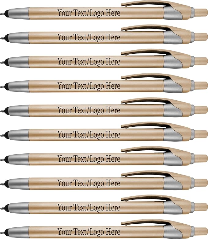 Personalized Pens in BLUE INK With your Custom Logo or Text Pens-Pack of 450- for Marketing, Parties, and Events, 2 in 1 Capacitive Stylus & Ballpoint Pen Compatible With Touchscreen Devices, Gold