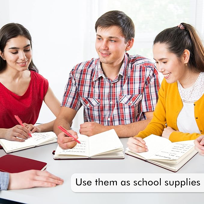 feela 3 Pack Notebooks Journals Bulk with 3 Black Pens, A5 Hardcover Notebook Classic Ruled Lined Journal Set with Pen Holder for Work Business Journaling Note Taking, 120 GSM, 5.1”x8.3”, Wine