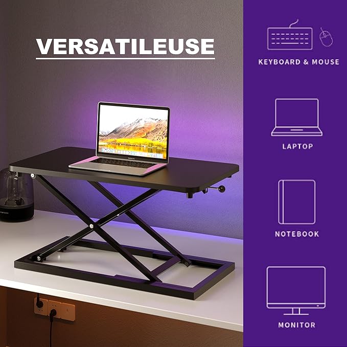 Decoholic Single 24 inch Scissors Lift Keyboard and Mouse Riser, Height Adjustable Standing Desk Converter for Ergonomic Sit Stand Workstations，suitable to hold large/small items (24inch, Black)