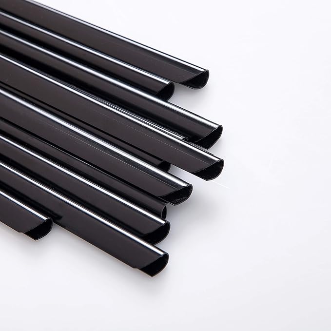 BNC Slide and Grip Binding Bars, 1/8 inches, Black Color, Letter Size Pack of 100, 15 to 20 Sheet Capacity, Round Corner (1/8 Inches, Black)