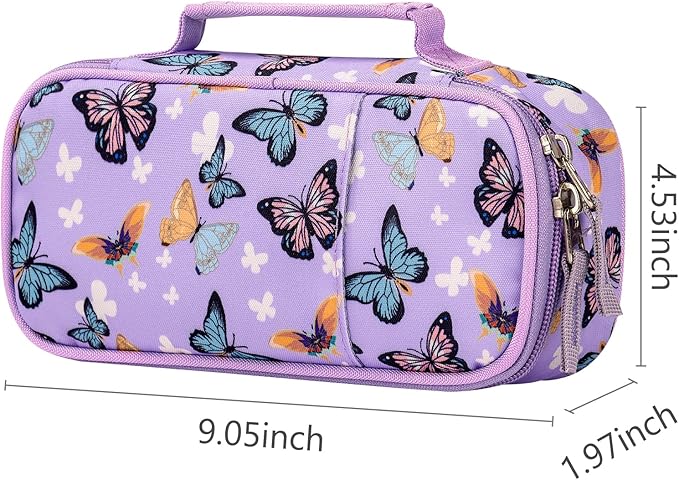 Choco Mocha Butterfly Pencil Case for Girls, Soft Pencil Case Kids Pencils Pouch for Kindergarten Girls, Purple
