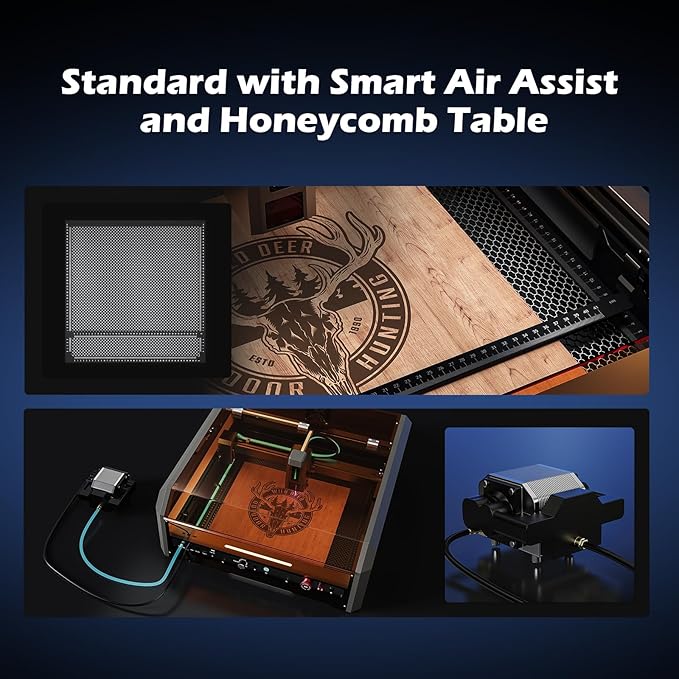 L8 Laser Engraver, 20W Laser Cutter Built-in Acrylic Enclosure with Vent, Air Assist Pump, Honeycomb, Camera, All-in-one Plug and Play Laser Engraving Machine, Laser Safety Class 1