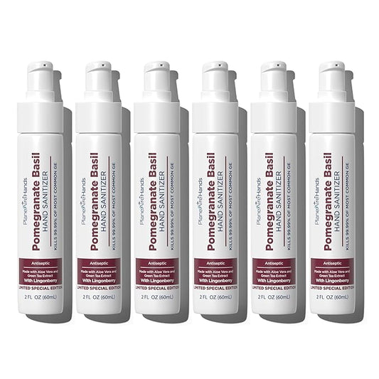 Pomegranate Basil Lotion Hand Sanitizer | Travel Size | Moisturizing Hand Lotion | Made with Aloe Vera & Essential Oils | Rich in Vitamin E | Cleanse & Moisturize | Scented Hand Sanitizer | 6-Pack