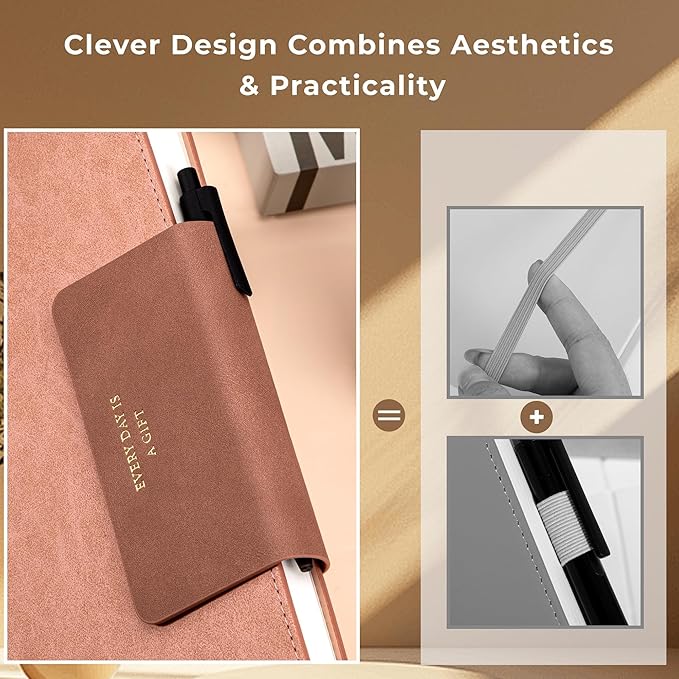 Leather Journal for Men 320 Pages B5 Large Journaling Notebooks with 100 GSM Thick Paper Journals for Writing Notebook for Men & Women with Buckle Closure Work Diary, 7.28" x 10.23", Pink