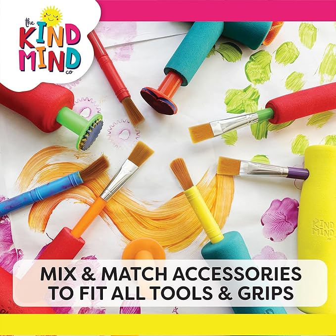 The Kind Mind Company™ Adaptive Art Class Bundle – Complete Set with Foam Grips, Brushes, Rollers, Smocks & Tool Holder – Inclusive Art Supplies for Kids & Adults with Mobility Challenges