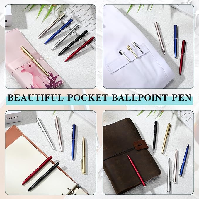 Teling 72 Pcs Small Ballpoint Pen Mini Pens Bulk 4 Inch Short Small Tiny Black Ink Ballpoint Writing Tool for Notebook Pockets Signature Notepads School Office(Multi Colors,Classic Style)
