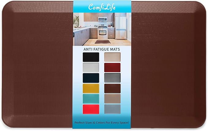 ComfiLife Anti Fatigue Floor Mat – 3/4 Inch Thick Kitchen Mats for Floor, Standing Desk Mat, Kitchen Rug – Comfort at Home, Office – Durable – Stain Resistant – Non-Slip Bottom (20" x 32", Brown)