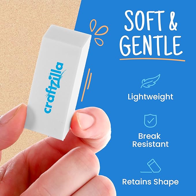 White Erasers Bulk 100 Pack - Large Latex- Free Bulk Erasers for Kids, Classroom, and School Supplies - Ideal for Pencils and Drawing - Borradores Escolares