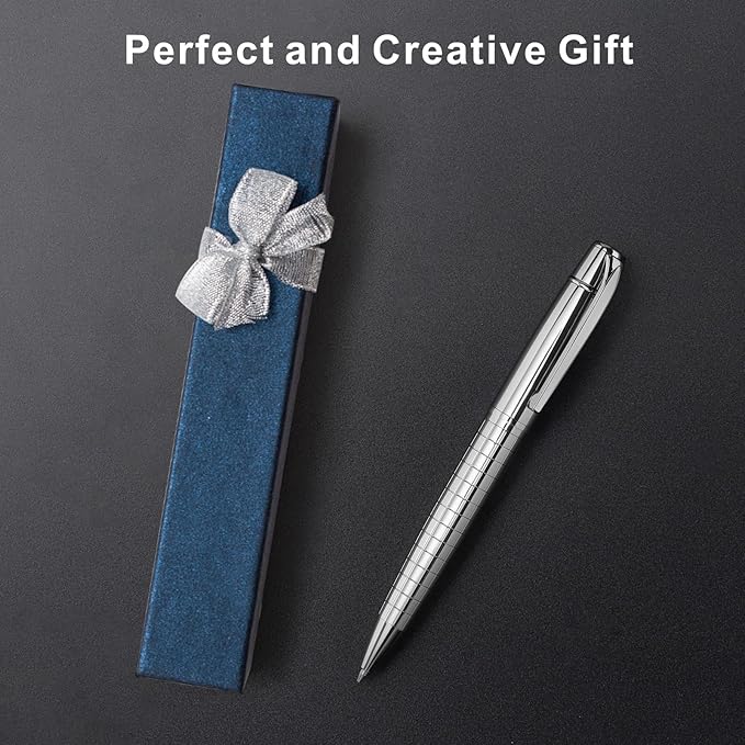 Cambond Ballpoint Pens Bulk - 1.0 mm Medium Point Metal Pens for Journaling Gift Business Men Police Flight Attendants, 3 Nice Pens with 6 Refills (Sliver)