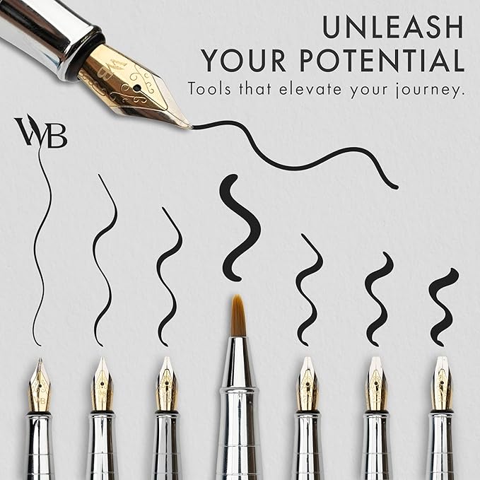 Wordsworth & Black Calligraphy Pen Gift Set, Includes Bottle, 6 Cartridges, Refill Converter, 6 Replacement Nibs, Premium Package, Journaling, Smooth Writing Pens [Red Chrome]