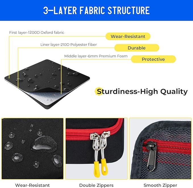 ECHSRT Big Pencil Case, Aesthetic Portable Zipper Pencil Bag with Hidden Pocket, Special Pouch for Men Women Adults, Stationery Organizer Pen Cases for Office Travel,Black