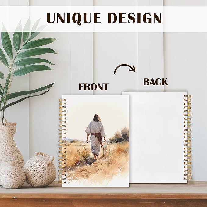 Qabliqo Jesus and Lamb Christian Spiral Notebooks, Rustic Retro Jesus Journals for Writing, Christian Gifts for Women Men, Prayer Journal, Religious Notebook for Note Taking, 5.5x8.3 Inch