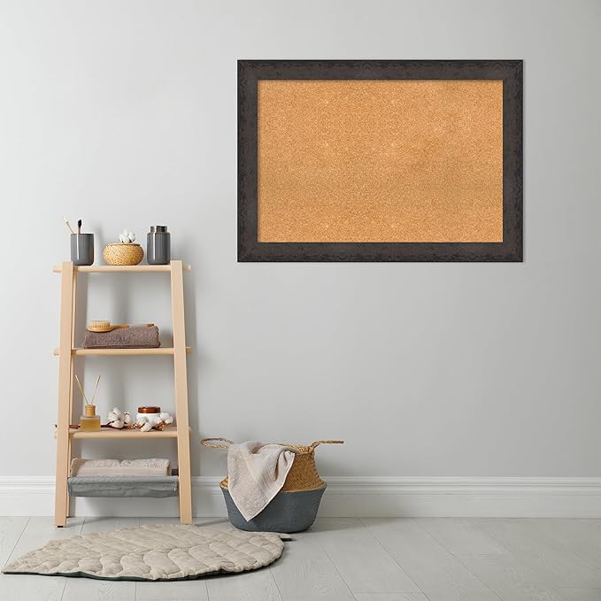 Amanti Art Natural Cork Board for Wall, 29x41 Vision Board with Black Wood Frame, Large Corkboard Office Decor for Home Organization, Modern Contemporary Corkboard Pinboard to display items for home