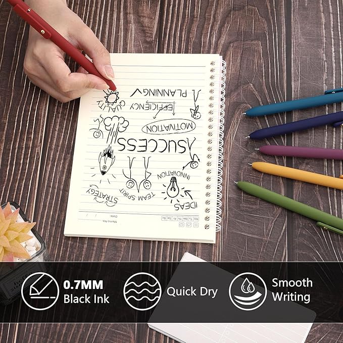 FIOVER Gel Pens, 6pcs 0.7mm Fine Point Black Ink, Smooth Writing Pens for Journaling, Nurse Aesthetic Cute Office School Supplies, Gifts for Women and Men (6Pcs Gold Vintage -Black ink)