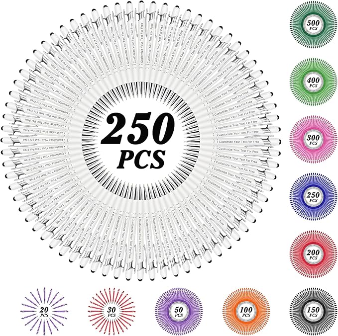 Max 500 Pcs Personalized Pens Bulk, Custom Pens with Free Engraving, Customized Stylus Tip Ballpoint Pen with Your Name Massage Text for School Office Business Graduation Anniversaries-250 Packs