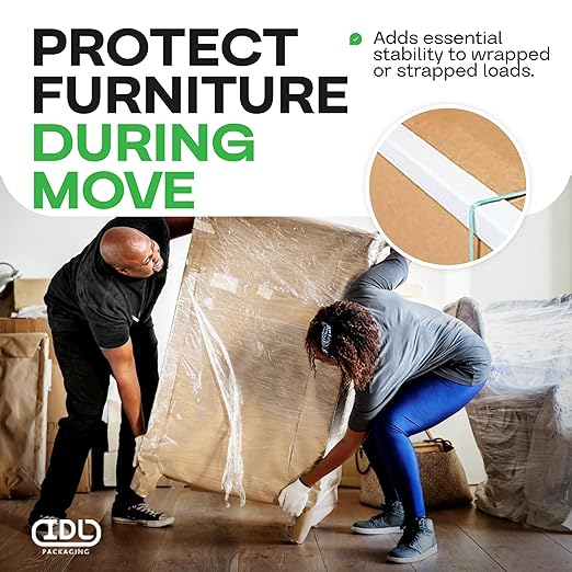 IDL Packaging Cardboard Edge Protector 2" X 2" X 24", Pack of 50 - V-Board Reinforced Cardboard Corners for Shipping - White Kraft Corner Protectors for Pallets - Recyclable Material