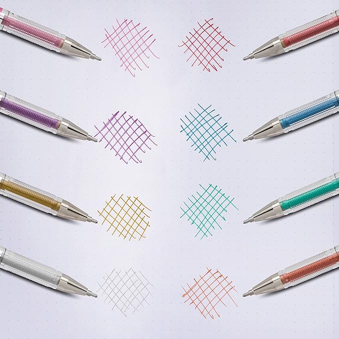 Pentel Arts Slicci Metallic 0.8 mm Needle Tip Gel Pen, Assorted Colors, 3 Pack (BG208BP3M)