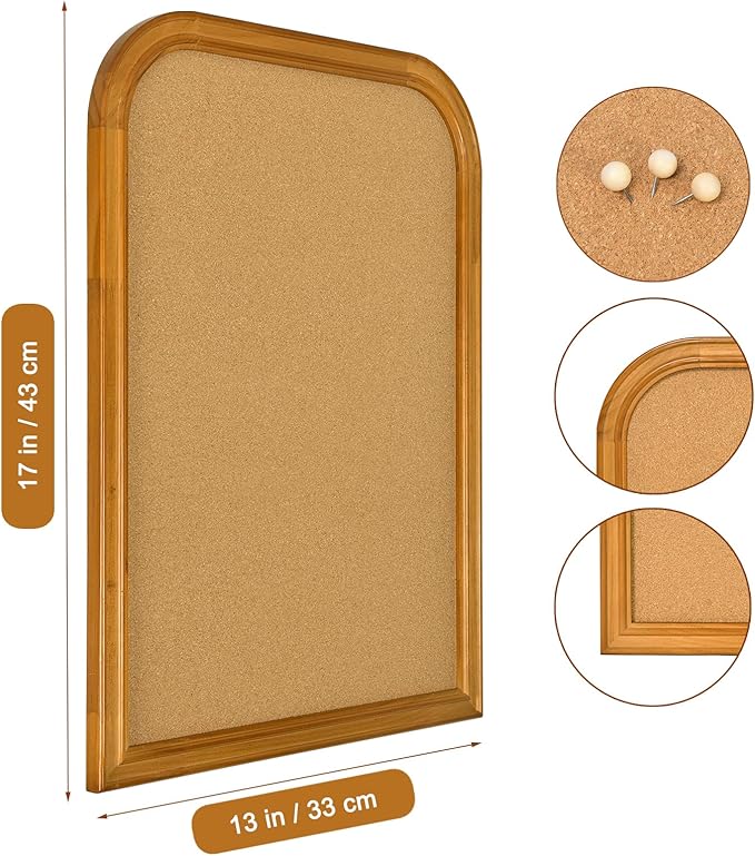 Cork Board for Walls, 17X13 inches Bulletin Board with Frame, Decorative Hanging Pin Board Vision Board Message Board for Office School Home Decor(2R&2S,4333,1p)