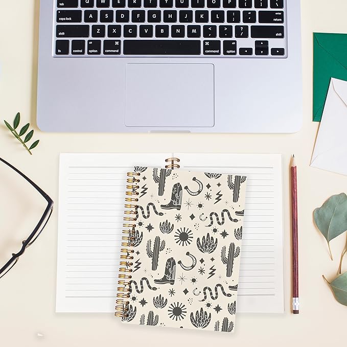 BearCake Western Cowgirl Cactus Notebook,Western Gifts for Women,Western Office Supplies, Western Stuff for Women,Cowgirl Stuff, 5.5x8.3