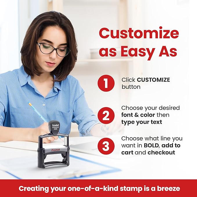 Promot Large Professional Stainless Steel Stainless Steel Self Inking 6 Lines Custom Stamp - Personalized Office Stamp
