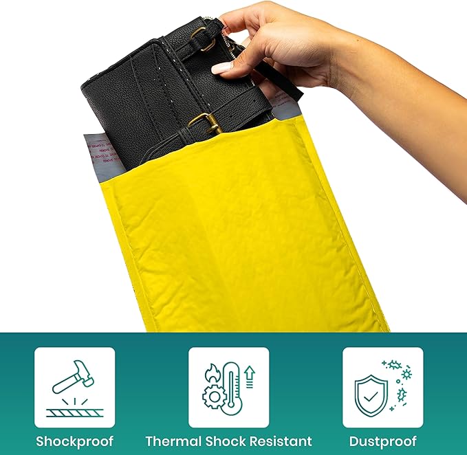 Levex - #000 4" x 8" [10 Pack] Yellow Poly Bubble Mailers, Padded Envelope Mailers, Packing Envelope & Mailing Bags for Shipping