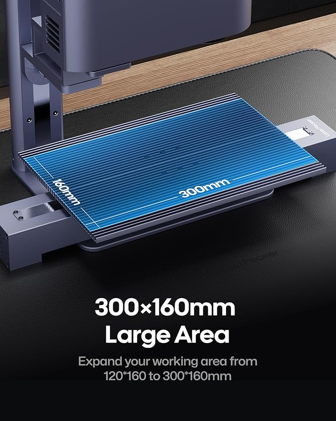 LaserPecker Slide Extension for LP4/LP5, Expand to 300x160mm Engraving Area- Pro Accessories for Batch Processing & Large Projects