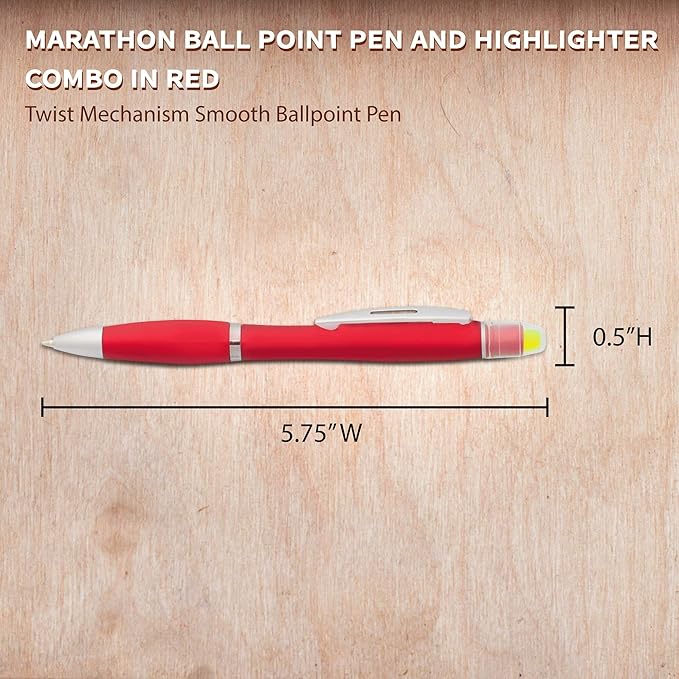 DISCOUNT PROMOS 10 Marathon Gel Highlighter Pens Pack - Twist Mechanism, Ballpoint - Red