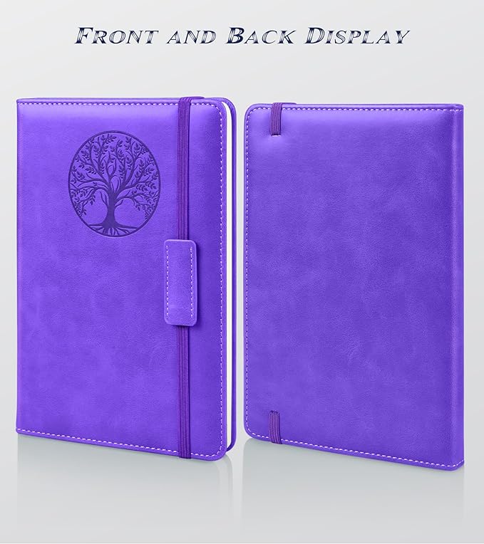 Lined Journal Notebook for Women Men,256 Pages A5 Hardcover Leather Journals for Writing,Travel,Business,Work & School,College Ruled Notebooks for Note Taking,Diary Notepad 5.7"×8.3" purple