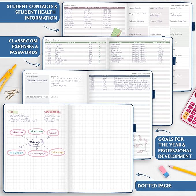 Legend Teacher Planner – Undated Lesson Plan Book for Teachers with Weekly & Monthly Calendars - Classroom Organization & School Year Planner – 8.5”x11.5” Hardcover (Mystic Blue Debossed)
