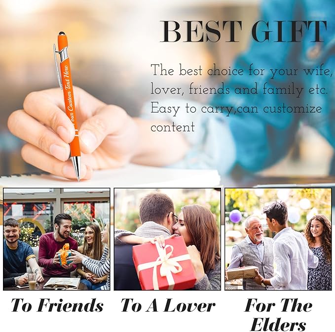 Personalized Pens Bulk 50 with Name Custom Engraving Ballpoint Pens with Stylus Tip Customized Smooth Writing Pens Personalized Gifts for Anniversary Birthday or Graduation(Pink,Black Ink)