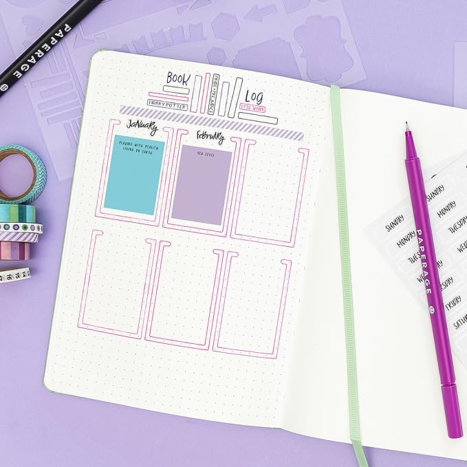 PAPERAGE Dotted Journal Notebook, (Turquoise), 160 Pages, Medium 5.6 in x 8 in - 100 GSM Thick Paper – Hardcover Journaling Notebook for Work, School & Bullet Journaling