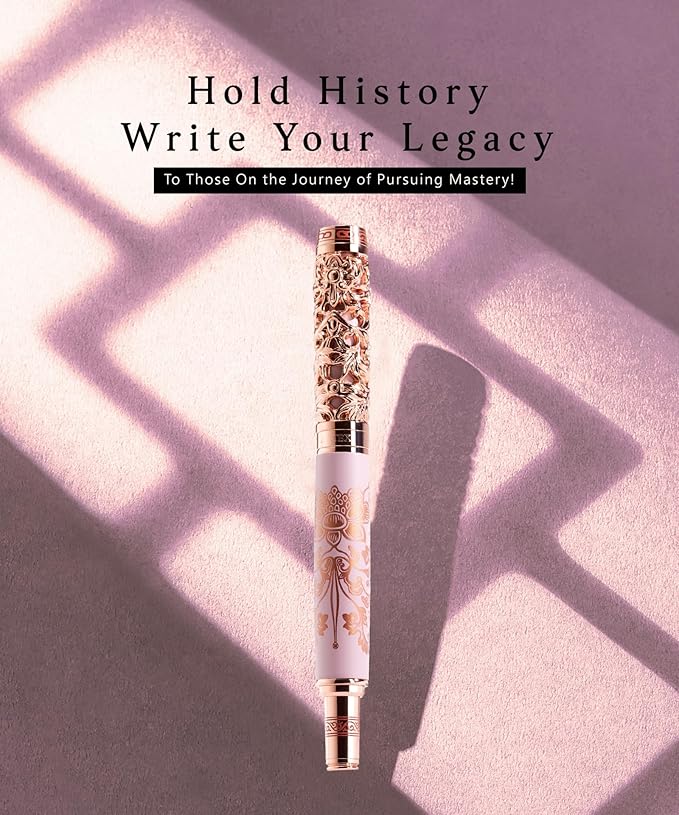 Executive Rollerball Pen Sets With Stand - Museum Art Collections - Crafting Timeless Beauty - Luxury Pen Gift & Office Desk Decor, German SCHMIDT refill, Solid Metal & Marble Texture