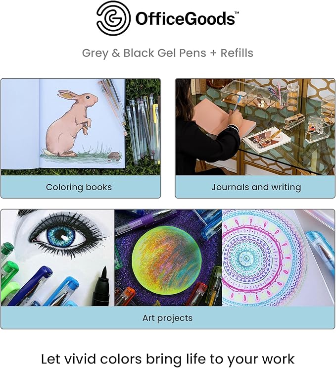 OfficeGoods Brown Earth Gel Pens with Refills – Adult Coloring Journaling Art – Medium 0.8-1.0mm Tips – Non-Toxic Gel Pens Set – Quick Dry Smudge-Free 24 Pack Colors