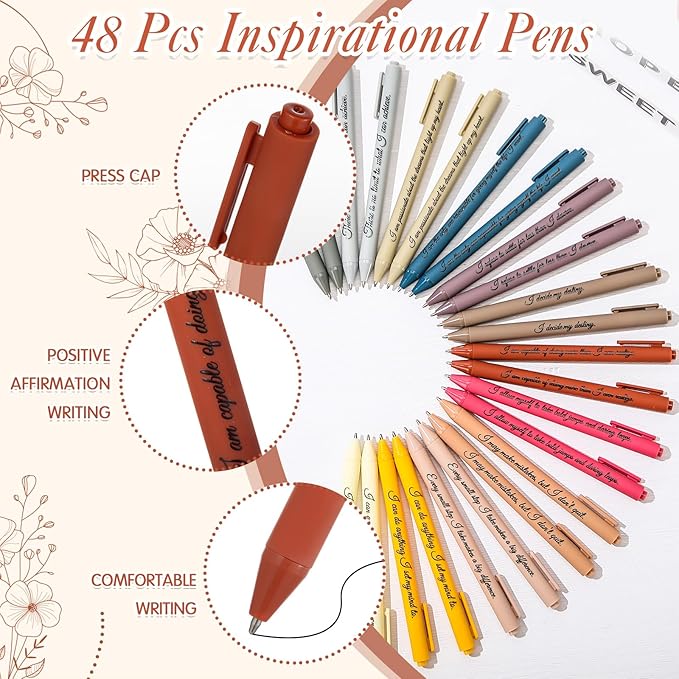 48 Set/96 Pcs Positive Affirmation Gift Set Gratitude Notebooks with Pens Small Bags Motivational Encouragement Notepads Daily Affirmations Journal for Women Stress Relief Self Care (Simple)