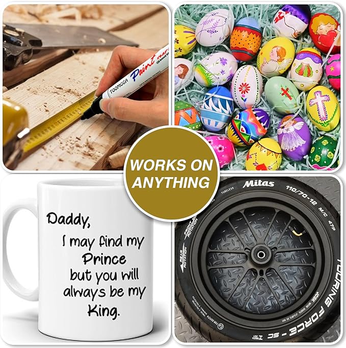 Permanent Paint Pens Blue Paint Markers 6 Pack Oil Based Markers, Quick Drying and Waterproof Marker Pen, Car Tire, Metal, Rock Painting, Wood, Plastic, Canvas, Craft Supplies for Adults