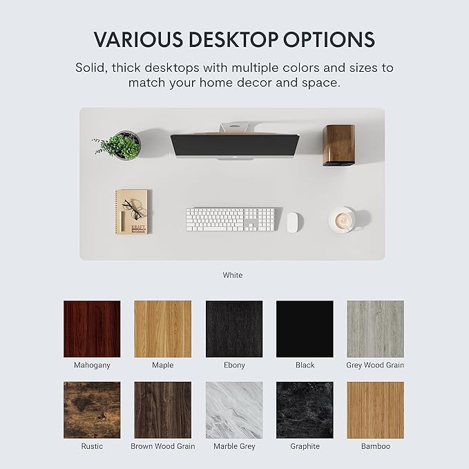 FLEXISPOT EN1 One-Piece Standing Desk 55 x 28 Inches Stand Up Desk Workstation Home Office Computer Height Adjustable Desk (White Frame + Marble Gray Top, 2 Packages)