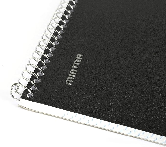 Mintra Office TOP BOUND Durable Spiral Notebooks (Black, College Ruled 3pk)
