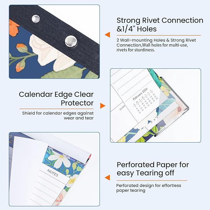 SUNEE Desk Calendar 2025-2026 - 18 Month Calendar Oct 2025 - Mar 2027, 17" x 12" Desktop Calendar with Notes, for Planning, Organizing in Family, School or Office - Colorful Floral 2026 Calendar