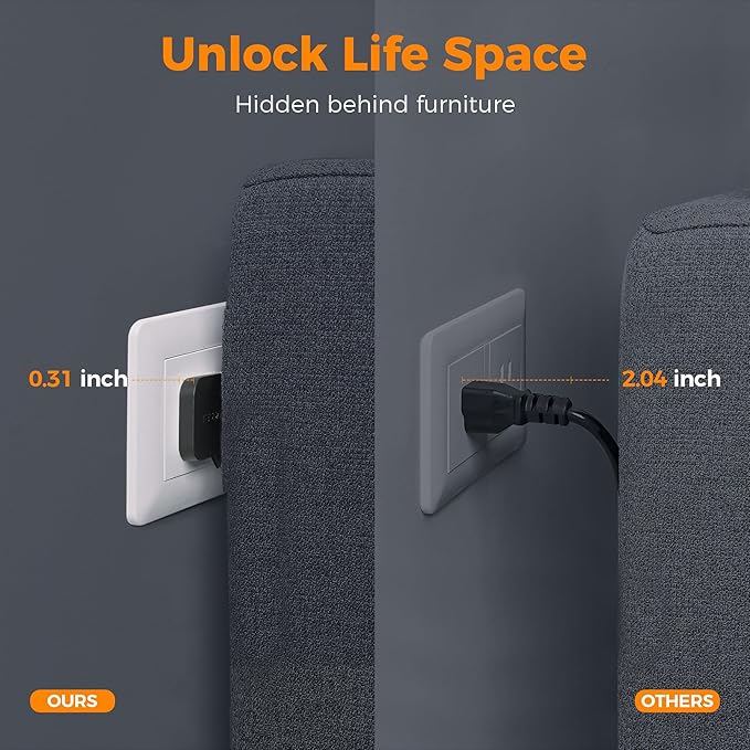 Surge Protector Power Strip, TESSAN Flat Plug Extension Cord with 8 Outlets 3 USB Ports(1 USB C), 1080 Joules Protection, 6 Ft, Wall Mountable Charging Station for Home Office Dorm Room Essentials