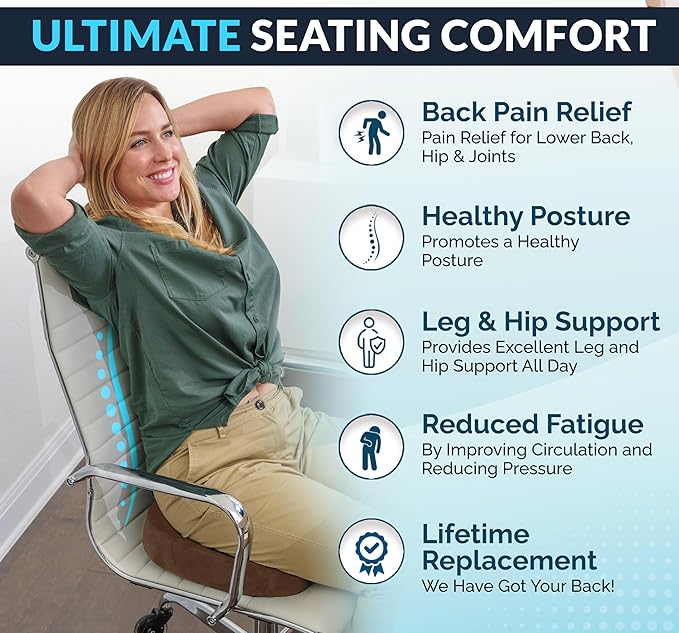 ComfiLife Premium Gel & Memory Foam Seat Cushion – Doctor Recommended Office Chair Cushion, Car Seat Cushion – Chair Cushions for Back & Sciatica Pain Relief – Seat Cushions for Office & Desk (Brown)