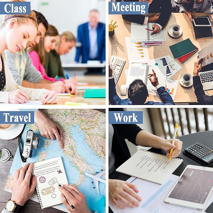 GINMLYDA Black Small Spiral Notebook 6Pack, 120 Lined Pages 8.25x5.50 Inches Spiral Journal Kraft Cover Notebooks & Writing Pads for School Home Office Aesthetic Sketch Drawing Note