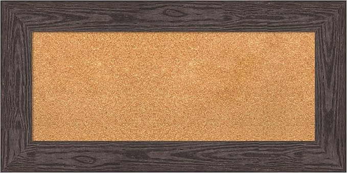 Amanti Art Natural Cork Board for Wall, 18x36 Vision Board with Black Wood Frame, Medium Corkboard Office Decor for Home Organization, Country Rustic Corkboard Pinboard to Display Items for Home