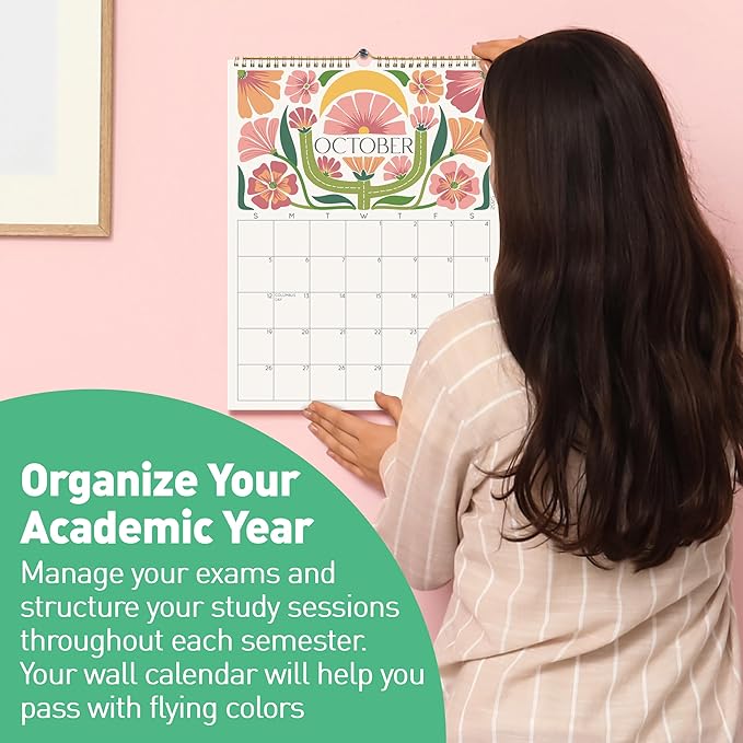 S&O Desert Garden Wall Calendar from July 2025-Dec 2026 - Tear-Off Monthly Calendar - 18 Month Academic Wall Planner - Hanging Organizer to Track Anniversaries & Appointments - 13.5"x10.5”in