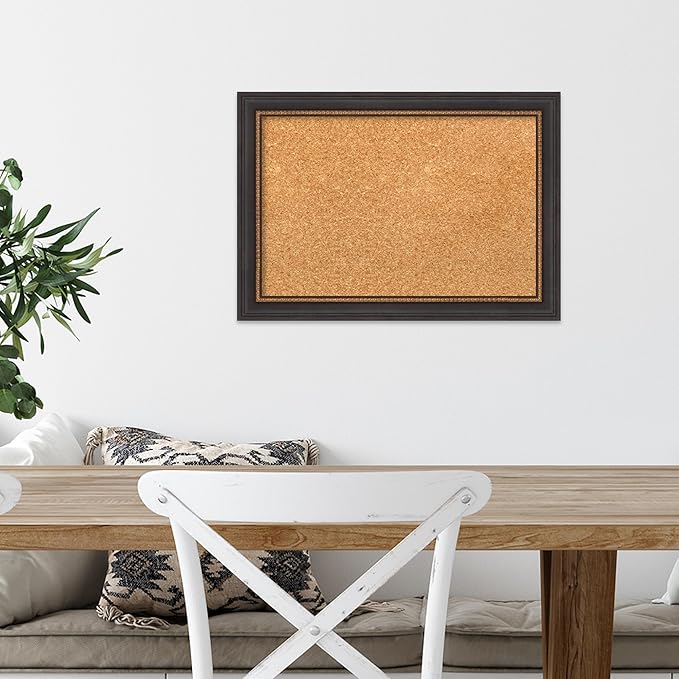 Amanti Art Natural Cork Board for Wall, 15x21 Vision Board with Black Wood Frame, Small Corkboard Office Decor for Home Organization, Traditional Corkboard Pinboard to Display Items for Home
