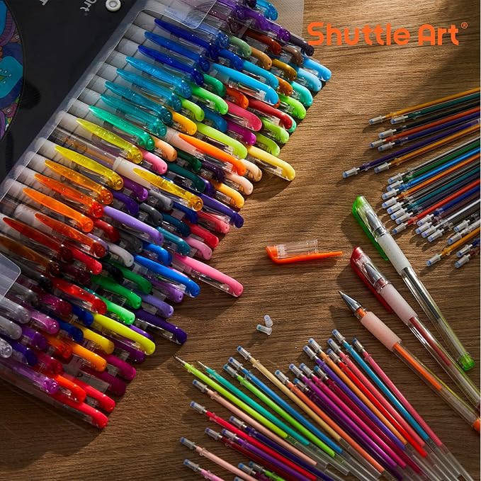 Shuttle Art 260 Pack Gel Pens Set, 130 Colors with 130 Refills for Adults Coloring Books Drawing Crafts Scrapbooking Journaling